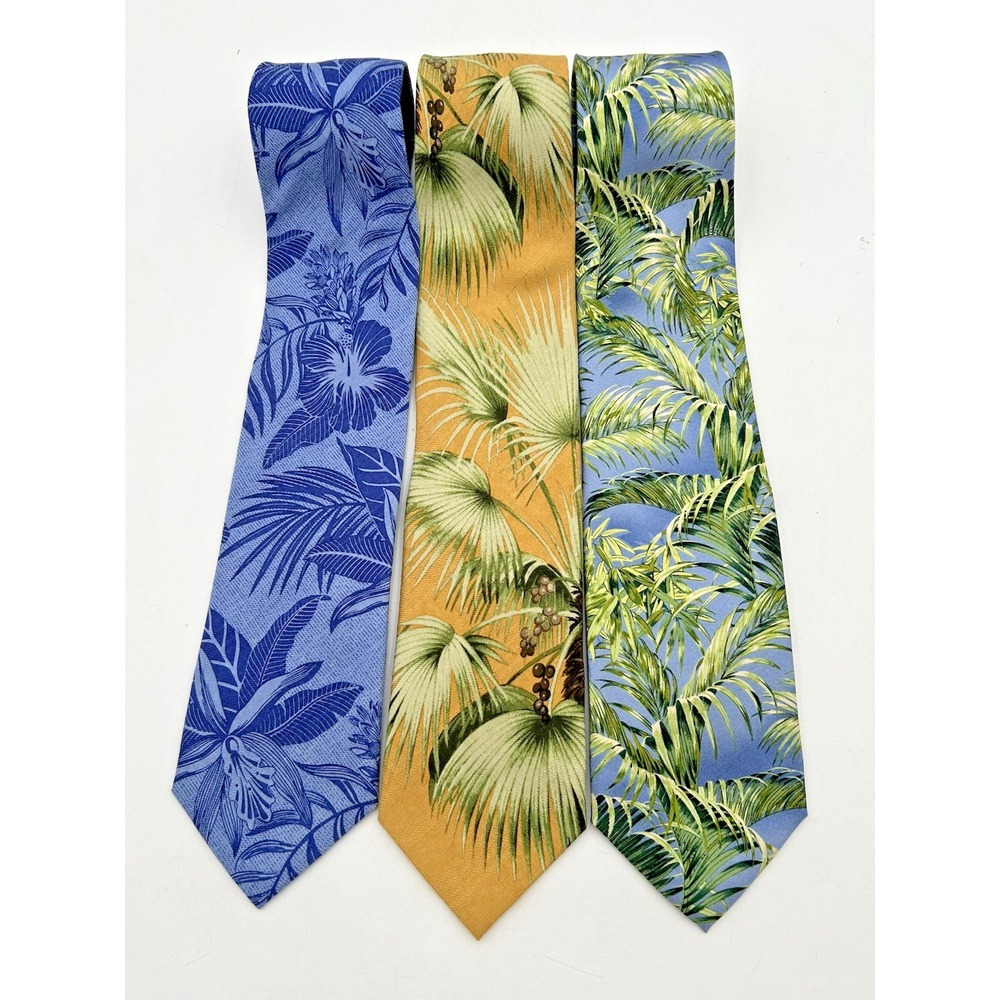 Tommy Bahama Tropical Silk Neckties Lot Of 3 Beachy Palm Trees